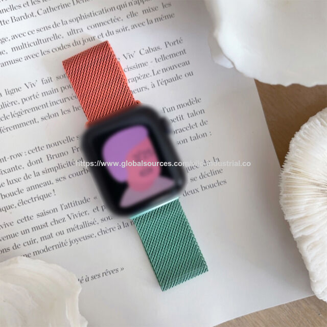 Tali Jam Tangan Stainless Steel Gradien untuk Apple Watch, Gelang Loop Milanese Magnetik untuk iWatch Series 9 8 7 6 5 4