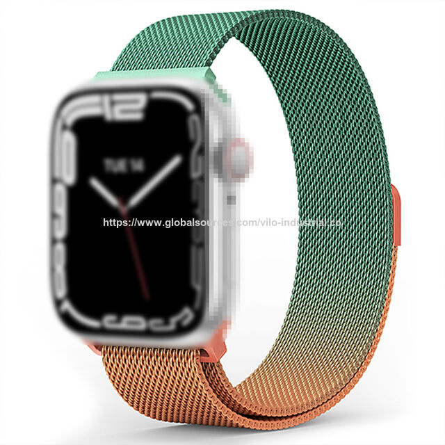 Tali Jam Tangan Stainless Steel Gradien untuk Apple Watch, Gelang Loop Milanese Magnetik untuk iWatch Series 9 8 7 6 5 4