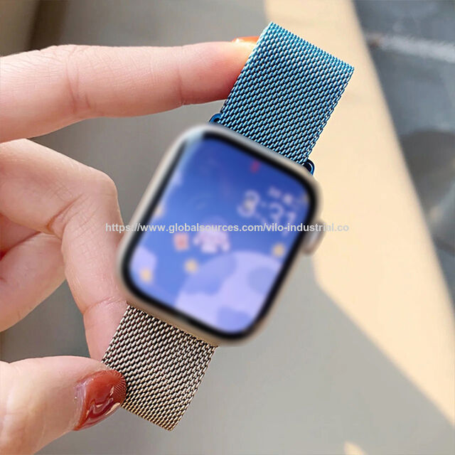 Tali Jam Tangan Stainless Steel Gradien untuk Apple Watch, Gelang Loop Milanese Magnetik untuk iWatch Series 9 8 7 6 5 4