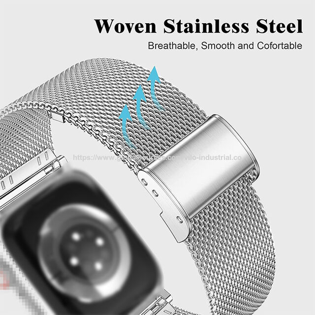Tali Jam Tangan Milanese Mesh Fleksibel yang Dapat Disesuaikan Tali Jam Tangan Cerdas Stainless Steel untuk Apple iWatch Series 9 8 7 6 5 4 3 SE