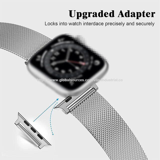 Tali Jam Tangan Milanese Mesh Fleksibel yang Dapat Disesuaikan Tali Jam Tangan Cerdas Stainless Steel untuk Apple iWatch Series 9 8 7 6 5 4 3 SE
