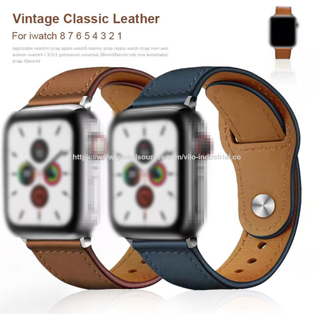 Pulsera de Cuero Genuino Vintage para iWatch, Compatible con Apple Watch Ultra SE Series 8 7 6 5, Correa Deportiva Retro