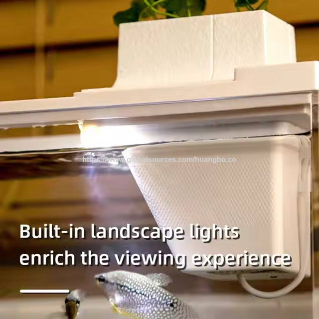 Acuario cuadrado de fábrica directamente, tanque de cría de peces de plástico USB, pequeño acuario de escritorio con bomba de agua y luz