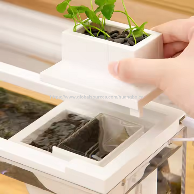 Acuario cuadrado de fábrica directamente, tanque de cría de peces de plástico USB, pequeño acuario de escritorio con bomba de agua y luz