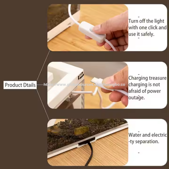 Acuario cuadrado de fábrica directamente, tanque de cría de peces de plástico USB, pequeño acuario de escritorio con bomba de agua y luz