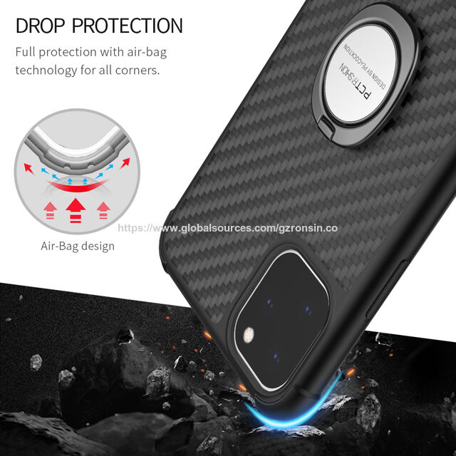 Casing Pelindung Ponsel 11 Pro Anti-guncang dengan Kick Stand Cincin yang Stabil dan Dapat Diputar untuk Kendaraan