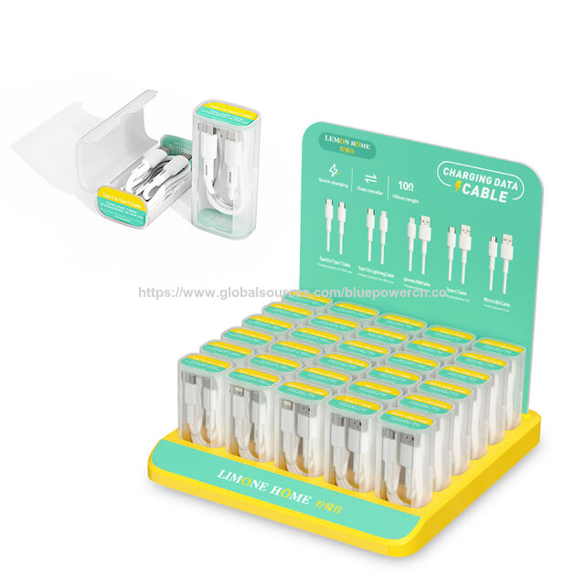 2023 Nuevo Diseño Exhibidor Set de Cables USB para iPhone Tipo C Micro C a C Cable Set Caja para iPhone