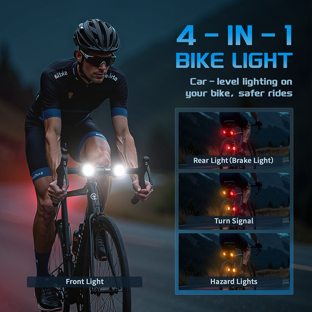 Feu Arrière de Vélo Étanche OEM avec Télécommande Sans Fil - Indicateurs de Virage LED Avant et Arrière avec Freinage pour le Cyclisme Nocturne