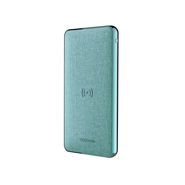 Powerbank 10000mAh mit 10W Wireless Charging Funktion - Leder/Stoff Oberfläche