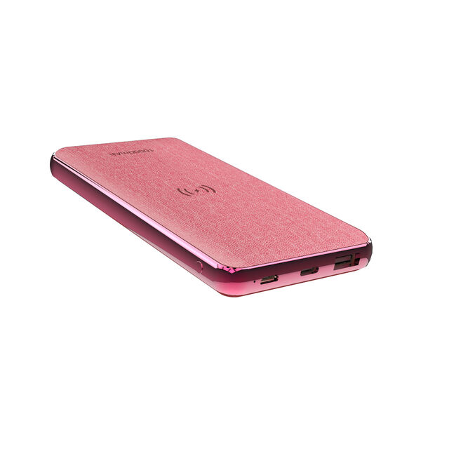 Powerbank 10000mAh mit 10W Wireless Charging Funktion - Leder/Stoff Oberfläche