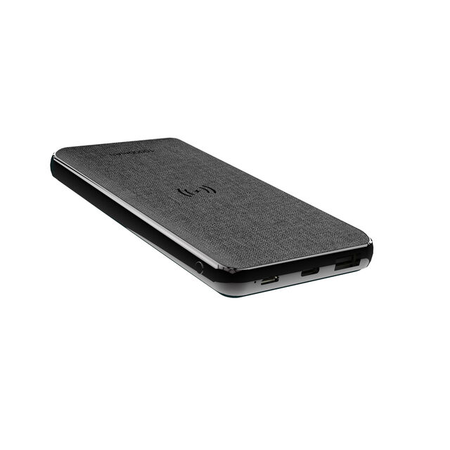 Powerbank 10000mAh mit 10W Wireless Charging Funktion - Leder/Stoff Oberfläche