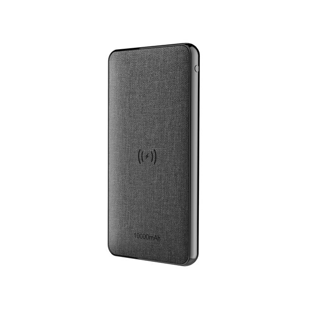 Powerbank 10000mAh mit 10W Wireless Charging Funktion - Leder/Stoff Oberfläche