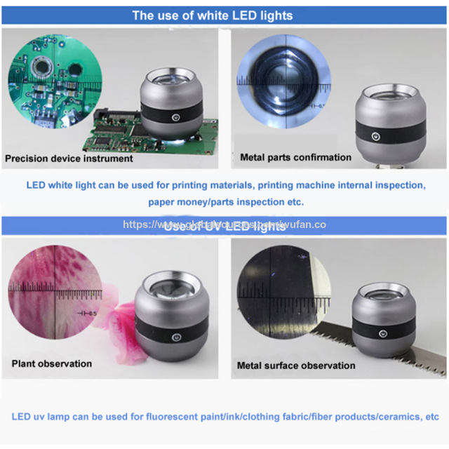 Lupa de Metrología 10X, Escalas de Precisión de 0.1mm, Lente Triplet K9, 12 LED (6+6), Graduaciones Personalizadas Disponibles