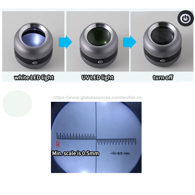Lupa de Metrología 10X, Escalas de Precisión de 0.1mm, Lente Triplet K9, 12 LED (6+6), Graduaciones Personalizadas Disponibles