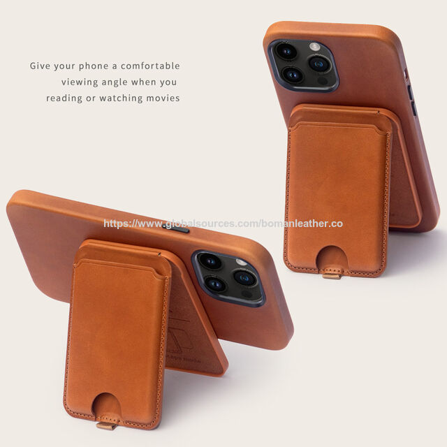 Großhandelspreis Echte Ölwachs-Leder Handyhülle mit MagSafe-Geldbörse für iPhone 15 Pro Max