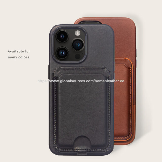 Großhandelspreis Echte Ölwachs-Leder Handyhülle mit MagSafe-Geldbörse für iPhone 15 Pro Max