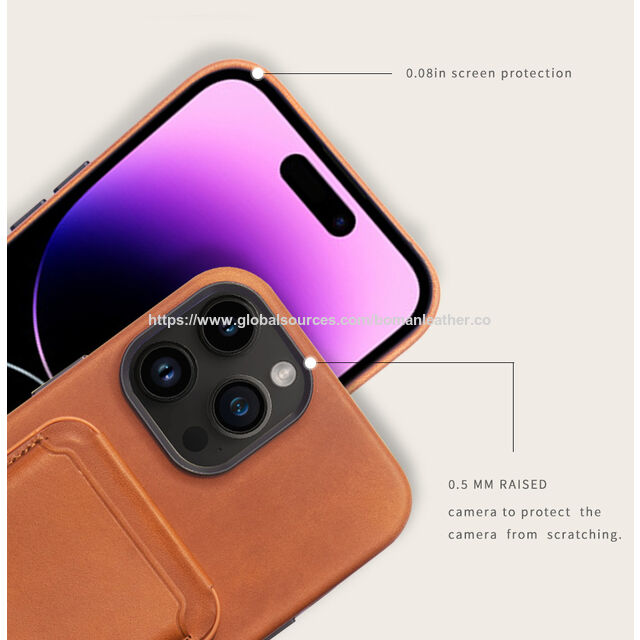 Großhandelspreis Echte Ölwachs-Leder Handyhülle mit MagSafe-Geldbörse für iPhone 15 Pro Max