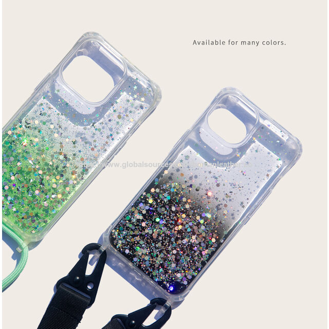 Coque de Téléphone Portable Transparente en PU à Sequins Dégradés pour iPhone 13 14 15 - Coque Transparente