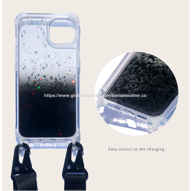 Coque de Téléphone Portable Transparente en PU à Sequins Dégradés pour iPhone 13 14 15 - Coque Transparente