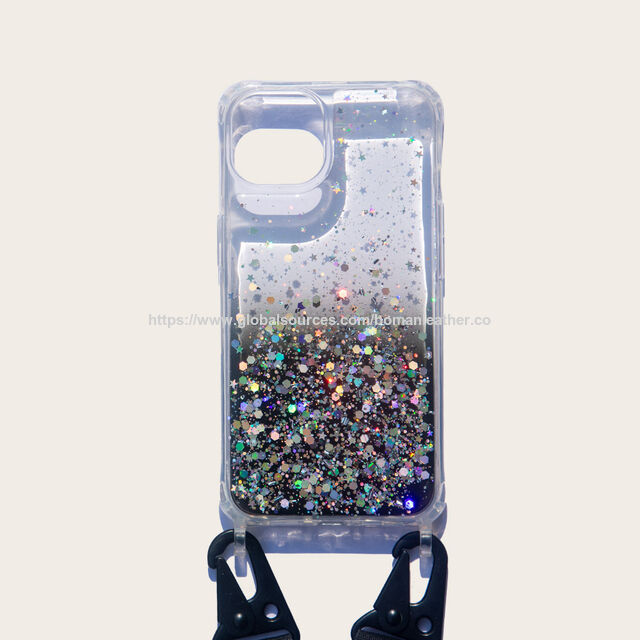 Coque de Téléphone Portable Transparente en PU à Sequins Dégradés pour iPhone 13 14 15 - Coque Transparente