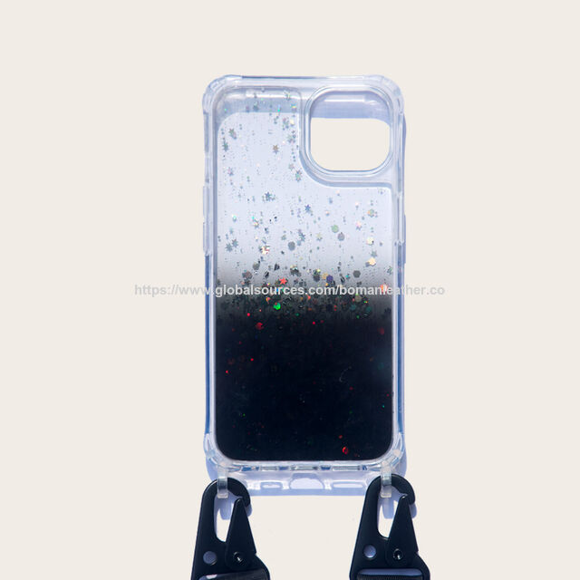Coque de Téléphone Portable Transparente en PU à Sequins Dégradés pour iPhone 13 14 15 - Coque Transparente