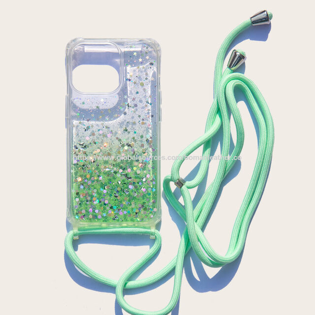 Coque de Téléphone Portable Transparente en PU à Sequins Dégradés pour iPhone 13 14 15 - Coque Transparente