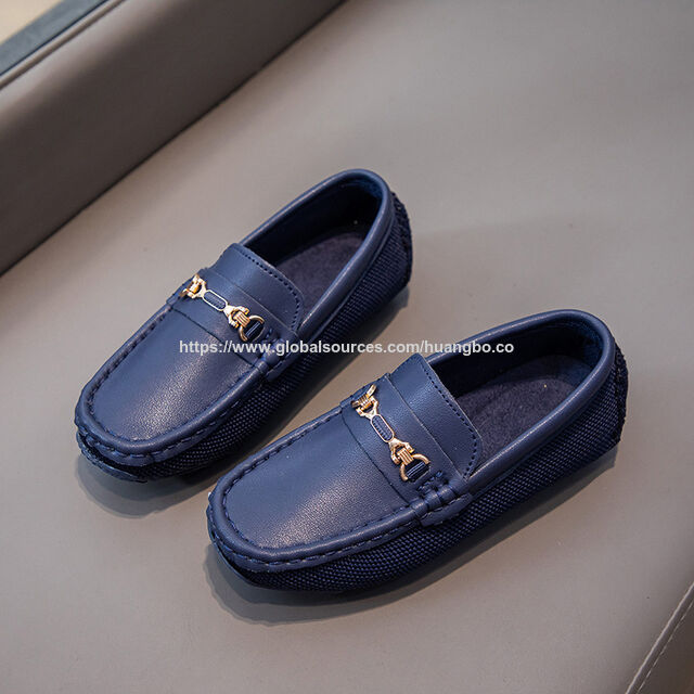 Loafers anak-anak bisnis harian sepatu kulit, sepatu anak-anak baru 2024, permukaan rajutan, ringan bernapas, sepatu bean fashion