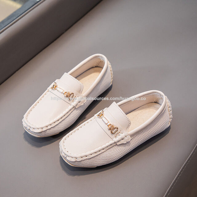 Loafers anak-anak bisnis harian sepatu kulit, sepatu anak-anak baru 2024, permukaan rajutan, ringan bernapas, sepatu bean fashion