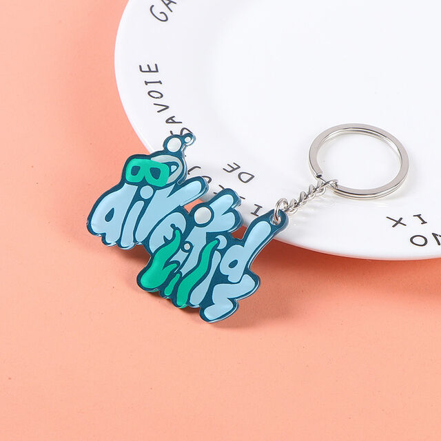 Pingente de Bolsa Barato Chaveiro Acrílico Design Personalizado com Cor e Padrão Chaveiro Plástico Desenho Animado