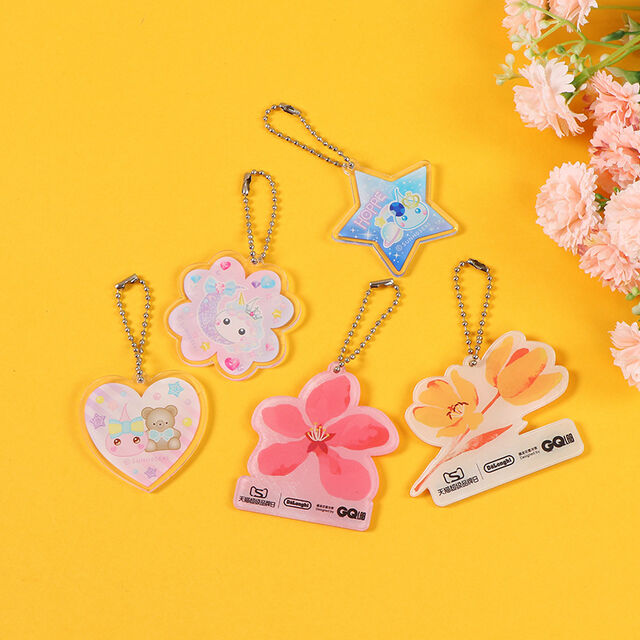 Pingente de Bolsa Barato Chaveiro Acrílico Design Personalizado com Cor e Padrão Chaveiro Plástico Desenho Animado