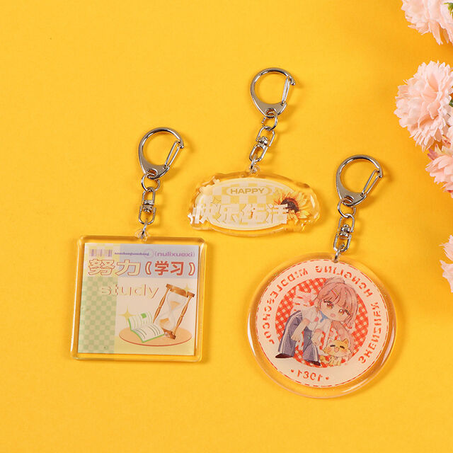 Pingente de Bolsa Barato Chaveiro Acrílico Design Personalizado com Cor e Padrão Chaveiro Plástico Desenho Animado