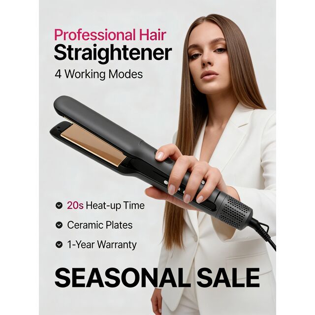 Plancha de Pelo Iónica con Calentamiento Rápido, Tecnología PTC, Antiestática, Alisado, Brillo y Lustre - Herramienta de Estilismo Capilar