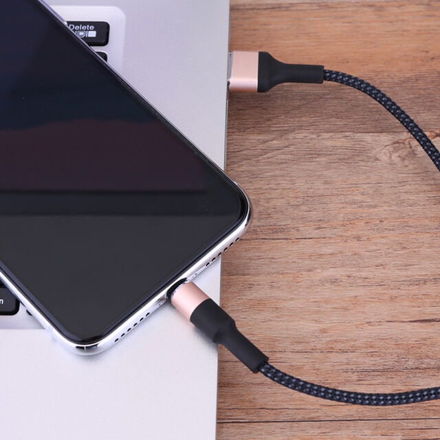 1M 2.4A Nylon Geflochtenes Lightning zu USB A Ladekabel für iPhone