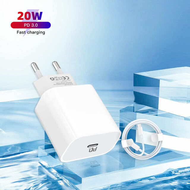Chargeur Mural USB C 20W PD 18W/20W Charge Rapide avec Prise US pour iPhone