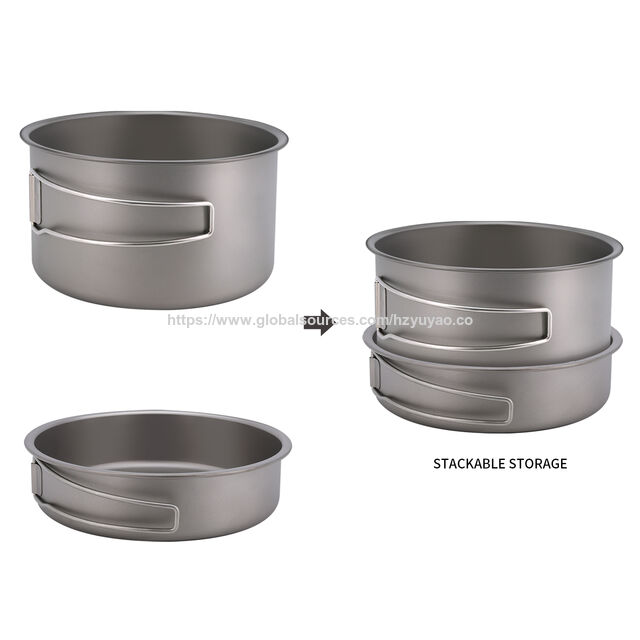 Frigideira Ultraleve de Titânio Puro com Alça Dobrável e Portátil | Fácil de Limpar | Para Camping, Piquenique e Uso Diário Interno - 900ml