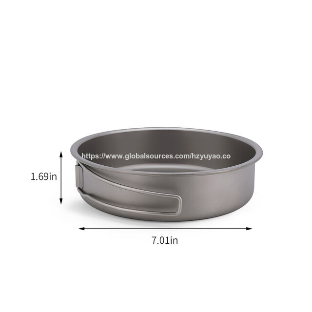 Frigideira Ultraleve de Titânio Puro com Alça Dobrável e Portátil | Fácil de Limpar | Para Camping, Piquenique e Uso Diário Interno - 900ml