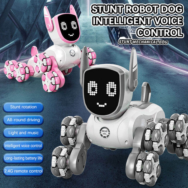 Spielzeug Roboter Hund RC mit Sprachsteuerung und Gestensteuerung, 8 Räder, Schwenkarme und Kletterfunktion, Multifunktional