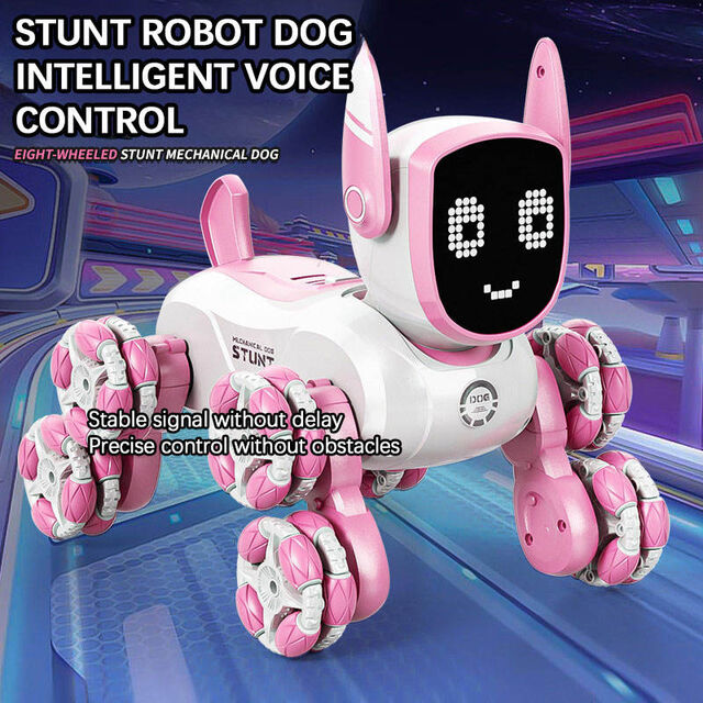 Spielzeug Roboter Hund RC mit Sprachsteuerung und Gestensteuerung, 8 Räder, Schwenkarme und Kletterfunktion, Multifunktional