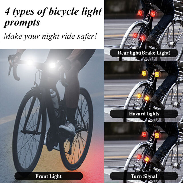 Feu Arrière de Vélo à Télécommande Sans Fil, Étanche Extérieur, Lampes Avant et Arrière Rechargeables, LED 300LM, 6 Modes