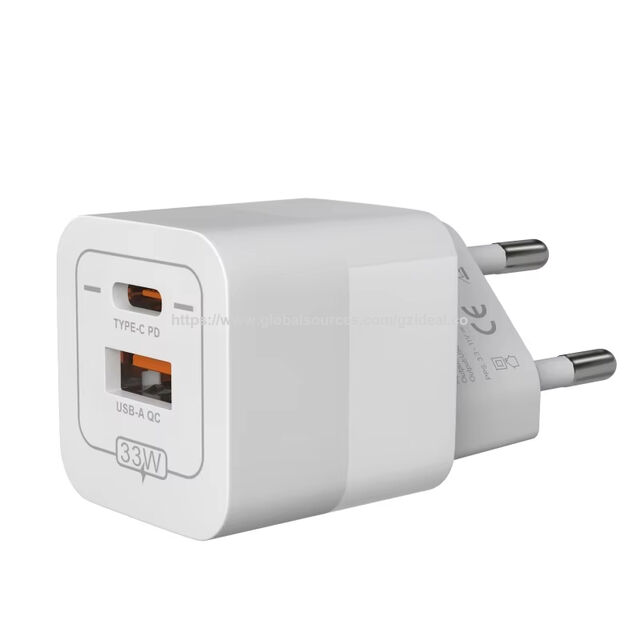 Adaptador Dobrável de 30W Carga Rápida com Porta USB-C, Carregador de Parede GaN Rápido Compatível para Celular