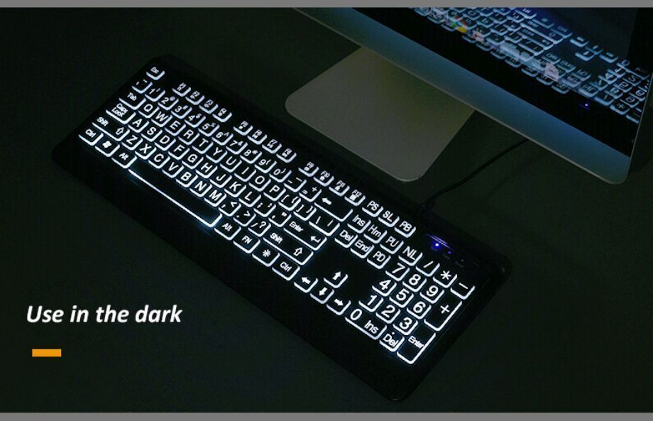 Umila Wired Usb Large Font Big Letters Keyboard With Yellow Or White ...