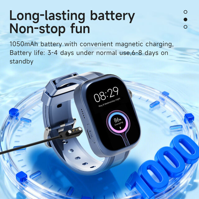 RTOS 4G GPS Smartwatch mit SOS-Herzfrequenzmonitor, IP67 wasserdichter HD-Kamera, LCD-Touchscreen und SIM-fähig