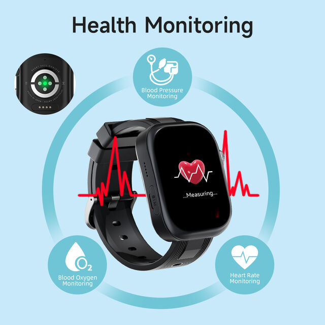RTOS 4G GPS Smartwatch mit SOS-Herzfrequenzmonitor, IP67 wasserdichter HD-Kamera, LCD-Touchscreen und SIM-fähig