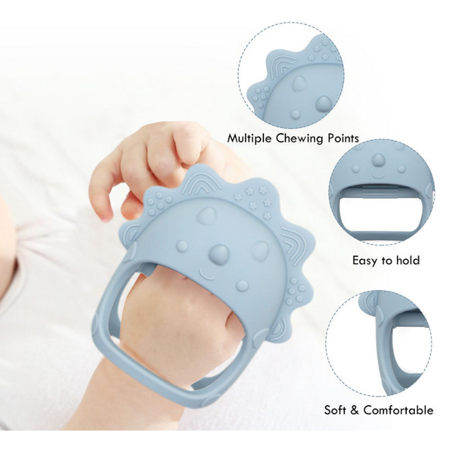 Mainan Gigi Bayi Anti-Keriting Pegangan Jamur Silikon Food-Grade Mainan Makanan Bayi Batang Penggiling Penenang