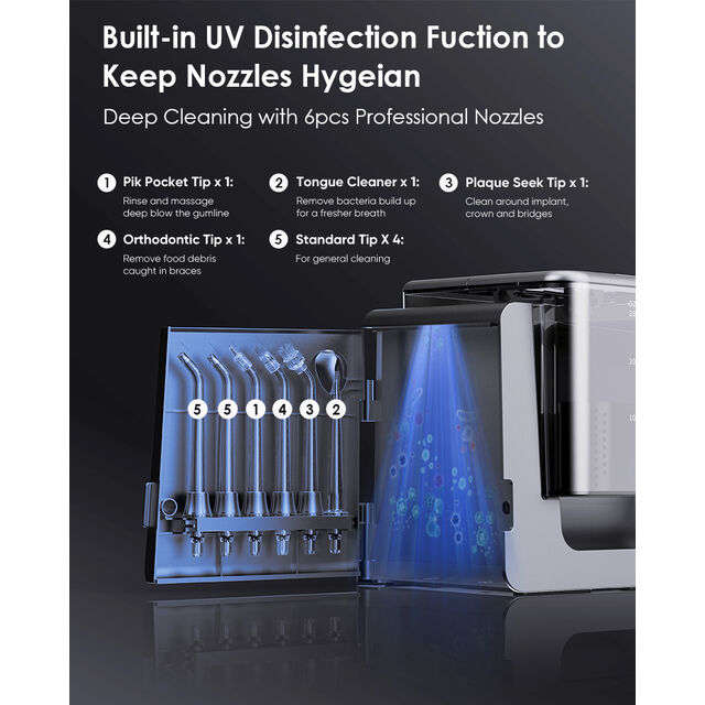 Hydropulseur de Bureau avec 3 Modes Réglables et Fonction Chauffante pour le Nettoyage Buccal