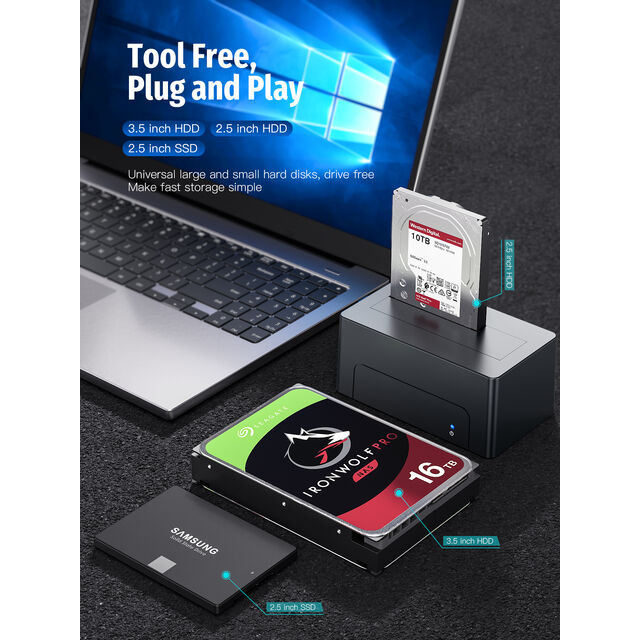 Estación de Acoplamiento para Disco Duro HDD de Plástico ABS de Venta Directa de Fábrica, Carcasa Externa USB 3.0 para SSD de 2.5/3.5 pulgadas para Portátil