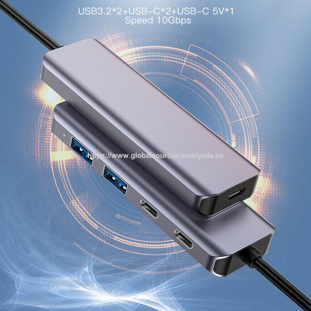 محطة إرساء USB جديدة 5 في 1 من النوع C بمنفذ USB 3.2 ومنفذ من النوع C Gen2 بسرعة 10 جيجابت في الثانية