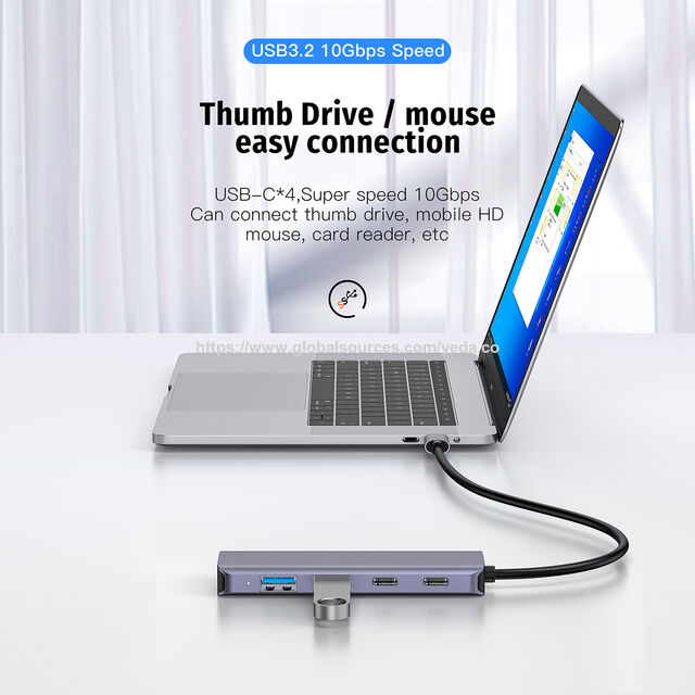 محطة إرساء USB جديدة 5 في 1 من النوع C بمنفذ USB 3.2 ومنفذ من النوع C Gen2 بسرعة 10 جيجابت في الثانية