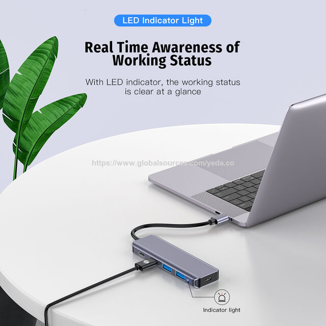 محطة إرساء USB جديدة 5 في 1 من النوع C بمنفذ USB 3.2 ومنفذ من النوع C Gen2 بسرعة 10 جيجابت في الثانية