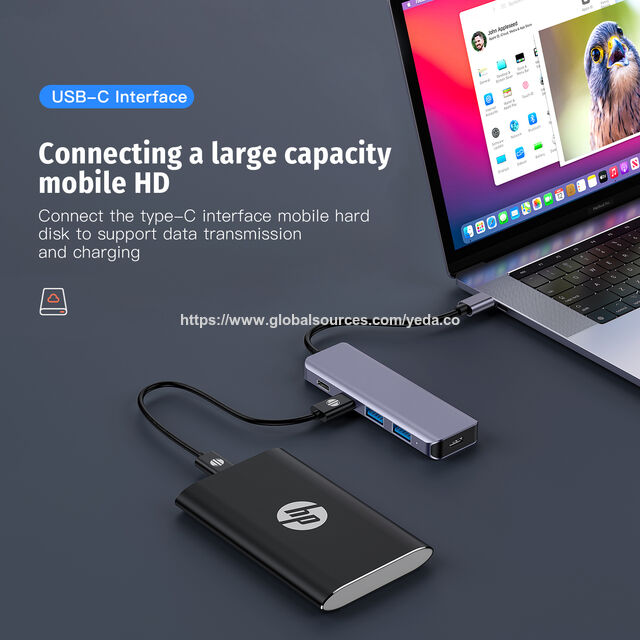 محطة إرساء USB جديدة 5 في 1 من النوع C بمنفذ USB 3.2 ومنفذ من النوع C Gen2 بسرعة 10 جيجابت في الثانية